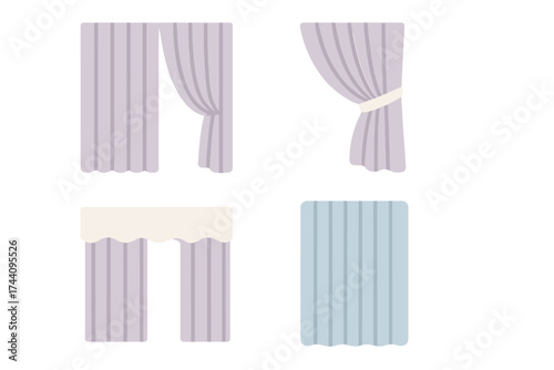 Four distinct styles of fabric window curtains and drapery treatments