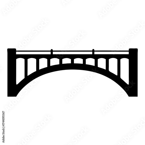 Vector art of silhouette of a concrete arch bridge, a sturdy and timeless architectural design for various creative applications