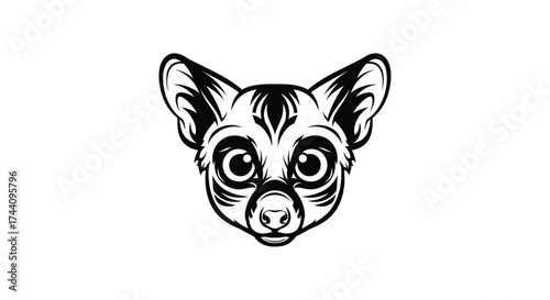 Black and white stylized lemur head logo animal face