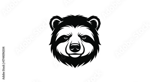 Black and white stylized panda bear head logo animal