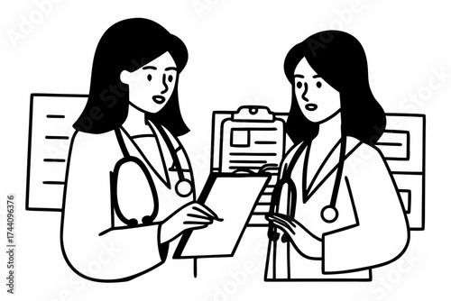 Serious young Indian physician woman consulting female surgeon
