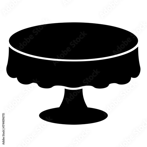 Vector art of elegant round table with a draped tablecloth, perfect for adding a touch of sophistication to any event