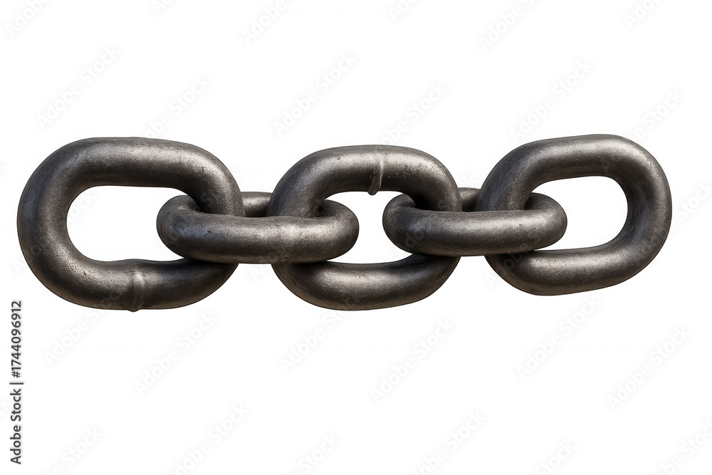 Fototapeta premium Heavy metal chain links connecting, symbolizing strength, security, and industrial power on transparent background