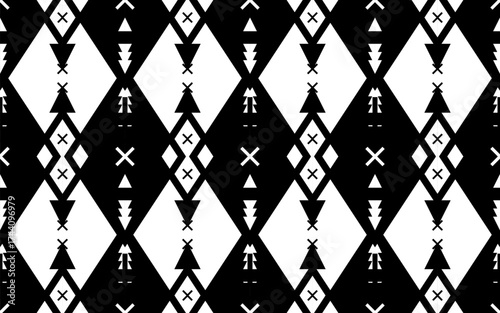 Black and White Geometric Tribal Pattern Background