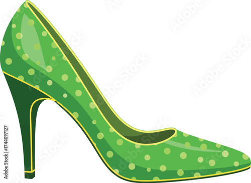 Green polka dot high heel shoe fashion elegant footwear style icon