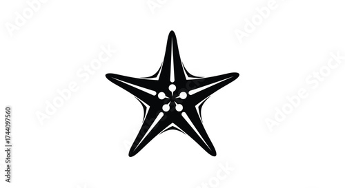 Black and white stylized starfish icon Keywords: starfish, sea creature, marine life, icon