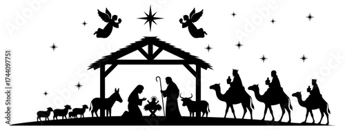 Christian Christmas with Wise Men and Jesus