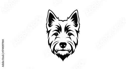 Black and white terrier dog face logo canine mammal