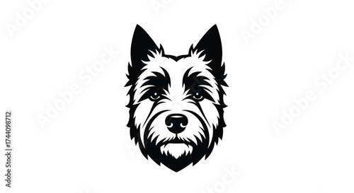 Black and white terrier dog head logo design animal
