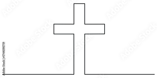 Church icon continuous one line drawing isolated on white background vector illustration