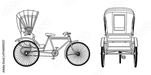 Cycle rickshaw views set