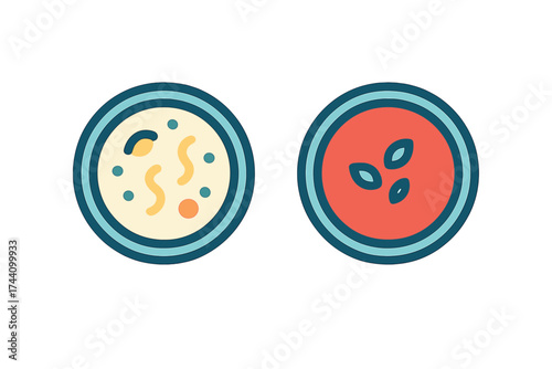 Two petri dishes showing microbial growth and plant seeds in a scientific laboratory