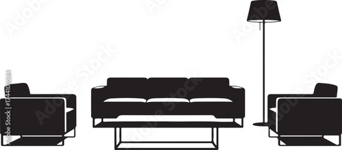 Furniture black icons Vector set. Furniture illustration symbol collection.