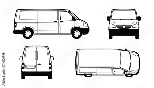 Delivery van blueprint set, Multiple views set
