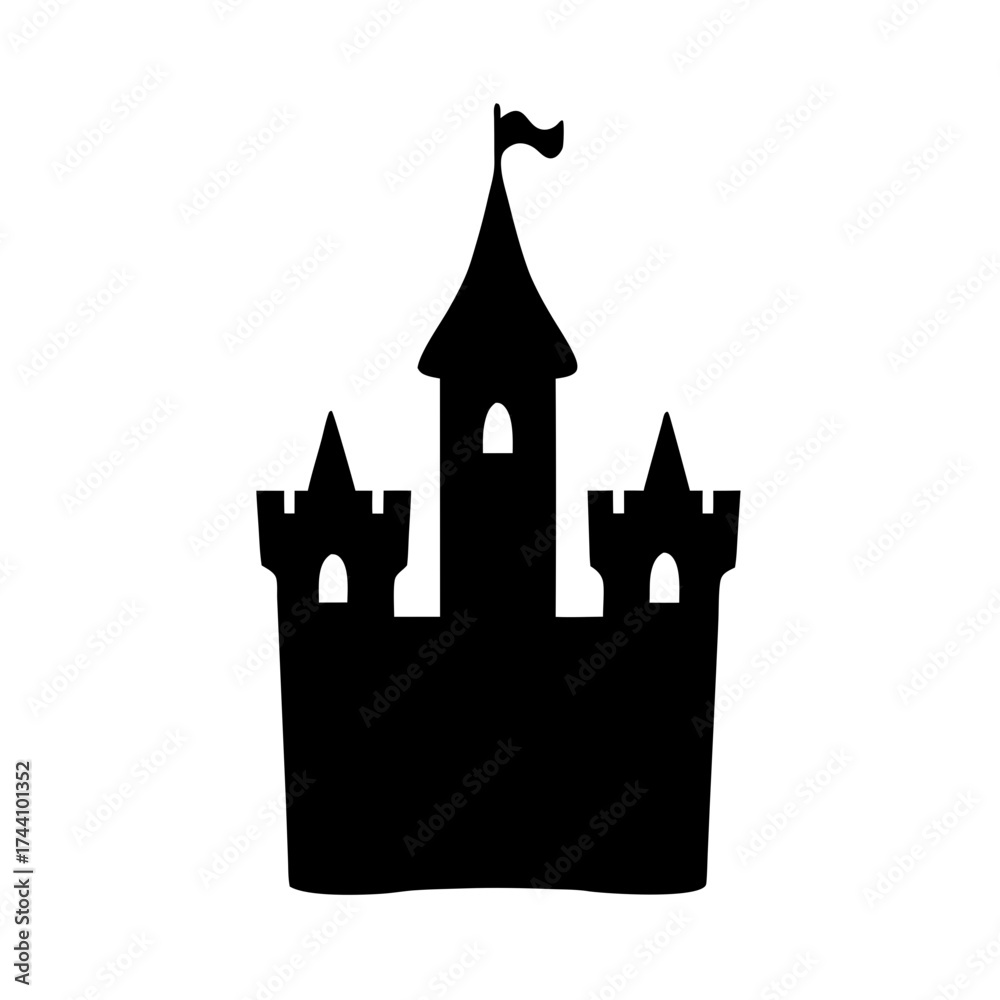 Obraz premium Vector art of silhouette of a castle, a symbol of royalty, power, and fairytale, vector illustration for childrens books