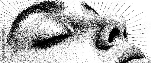 Intricate dotwork stippling of a closed eye for art and design projects
