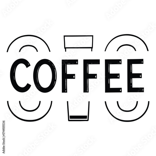 Modern typographic coffee logo design featuring abstract cup and steam elements vector