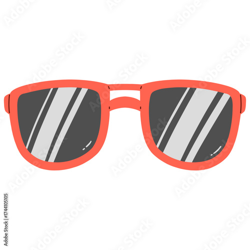 Black sun glasses in red frame for summer vacation style outfit in beach and pool party