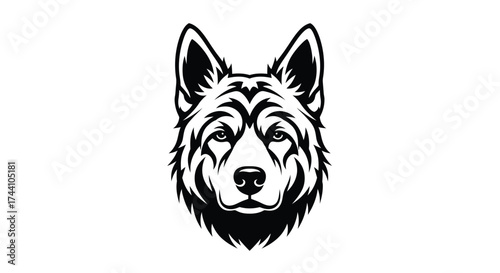 Black and white wolf head logo illustration silhouette