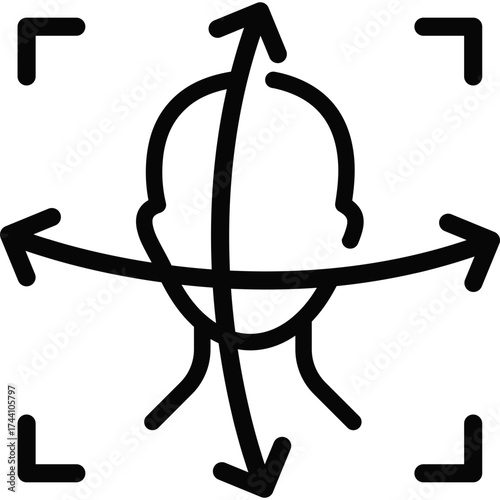 3D face recognition rotation icon