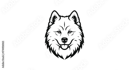 Black and white wolf head logo on white background