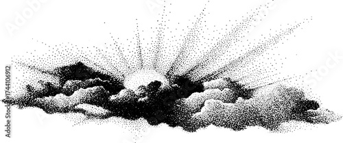 Comet trails in detailed dotwork stippling for artistic design