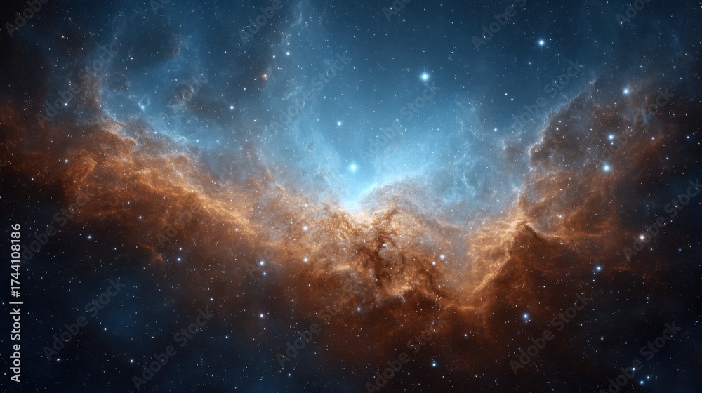 Fototapeta premium Stunning Cosmic Nebula with Bright Stars and Colorful Gas Cloud in Deep Space Imagery Capturing the Beauty of the Universe