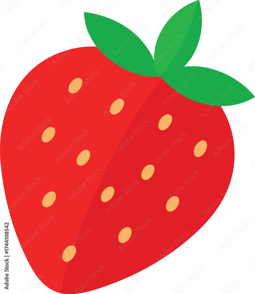 Obraz premium Fresh red strawberry vector illustration juicy fruit healthy food icon transparent background