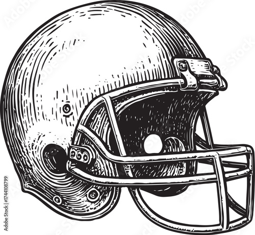 PrintVintage sketch of an american football helmet