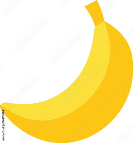 Yellow peeled banana half curved tropical fruit vector illustration transparent background