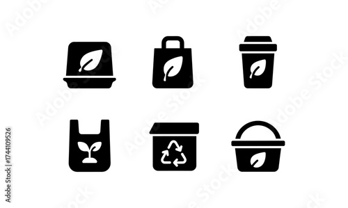 Eco-friendly icons: sustainable shopping and recycling symbols for modern living