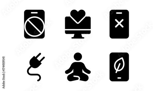 Minimalist icons: technology, wellness, and environment
