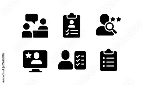 Simple icons for job evaluation and performance review concepts
