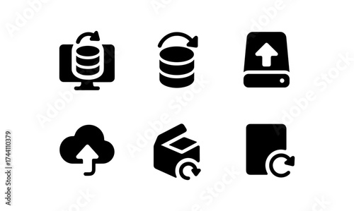 Data backup icons in minimalist style for digital storage solutions