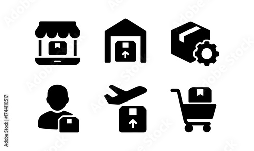 E-commerce and delivery icons set for online shopping and logistics