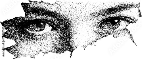 Intricate dotwork stippling illustration of shattered mirror design for art projects
