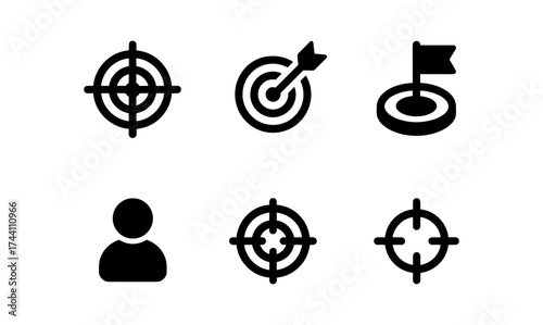 Icon set featuring crosshair, target, flag, and profile symbols for ui design