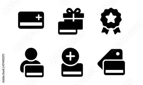 Minimalist black icons for membership, loyalty, and reward programs