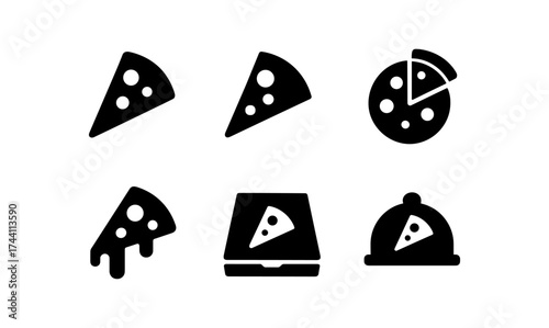 Minimalist pizza icon set: modern silhouette designs for culinary branding