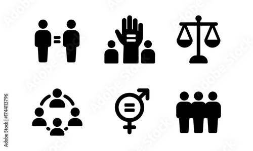 Equality and inclusion icons set for social justice and diversity concepts