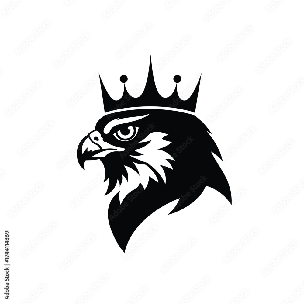 Obraz premium Black Eagle Head Silhouette with Crown bird raptor