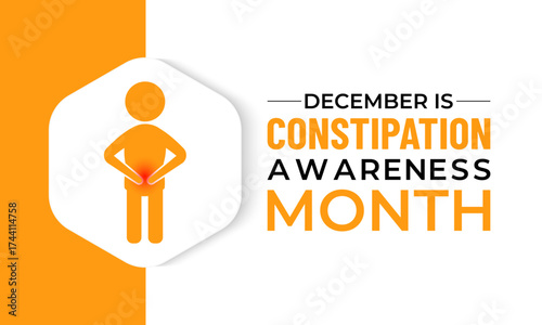 Constipation awareness month is observed every year in December background, banner or poster design template. Pelvic pain stomachache medical healthcare concept.  Gastrointestinal, diarrheas.