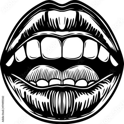 Mouth Vector Illustration | Human Lips and Smile Outline Design
