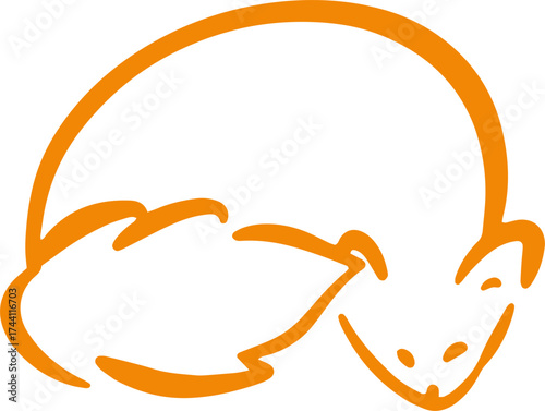 Fall themed illustration. Seasonal ink hand drawn doodle icon, logo. Fox