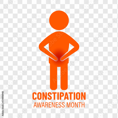 Constipation awareness month is observed every year in December background, banner or poster design template. Pelvic pain stomachache medical healthcare concept.  Gastrointestinal, diarrheas.