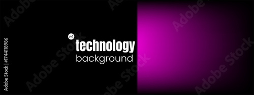 A technology and pink black gradient background with a dark magenta blur round color for an abstract banner or business card..