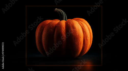pumpkins in a dark geometric frame — luxury Halloween and Thanksgiving Day autumn harvest concept, perfect for seasonal advertising, posters, and modern graphic desig