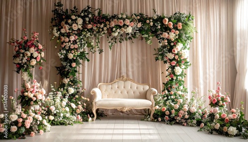 Maternity, wedding, photography backdrop. Pastel background featuring floral designs