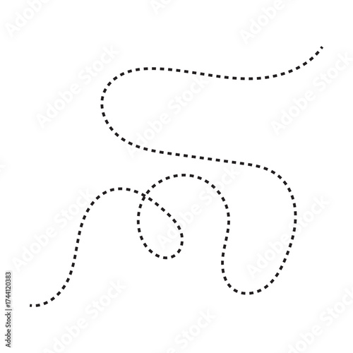 Long squiggle dashed line. Dotted spiral curve line. Vector eps 10