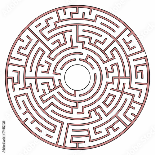 Circular maze puzzle game with a complex path